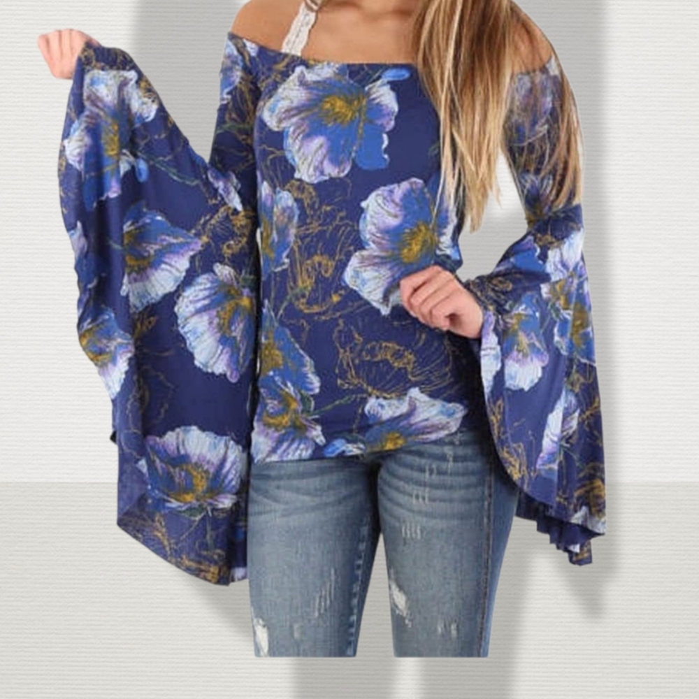 Free People Free Birds Of Paradise Top. Size Small. Blue And Purple